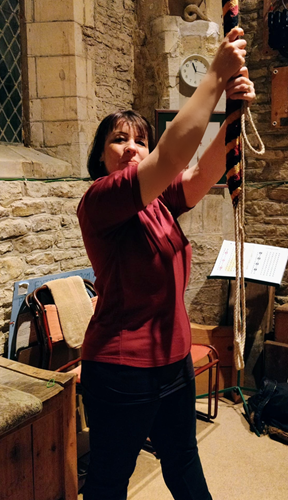 Jane Charman ringing bell